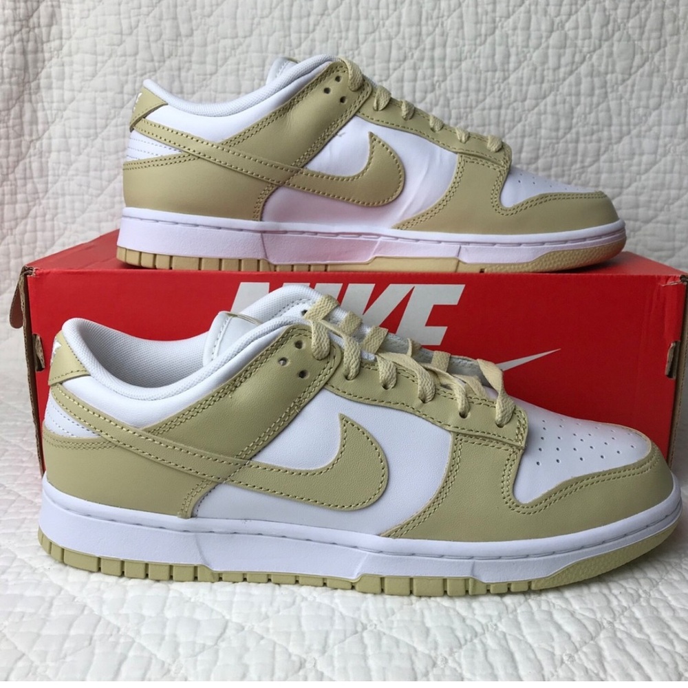 Nike Dunk Low Women's White and Olive Green Sneakers